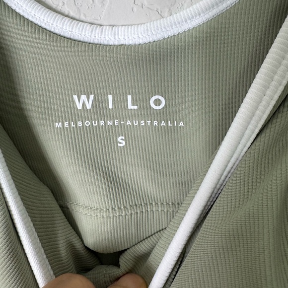 WILO Melbourne Australia Ribbed Athletic Romper Bodysuit Sage Green Size S - Picture 2 of 6